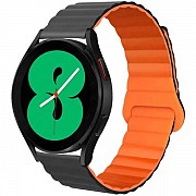 DM Магнітний ремінець Silicone з кільцем для смарт-годинника Samsung/Amazfit/Huawei (20mm) Black/Ora Харьков