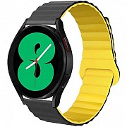 DM Магнітний ремінець Silicone з кільцем для смарт-годинника Samsung/Amazfit/Huawei (20mm) Black/Yel Харьков