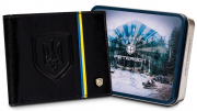 Горизонтальное кожаное портмоне черное Peterson в подарочной коробке Киев