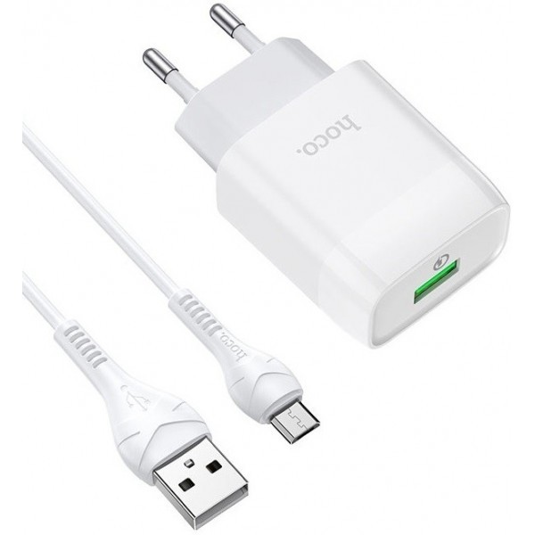 Мережевий зарядний пристрій Hoco C72Q Glorious QC3.0 (EU) with MicroUSB cable White (Код товару:2089 Харьков - изображение 1