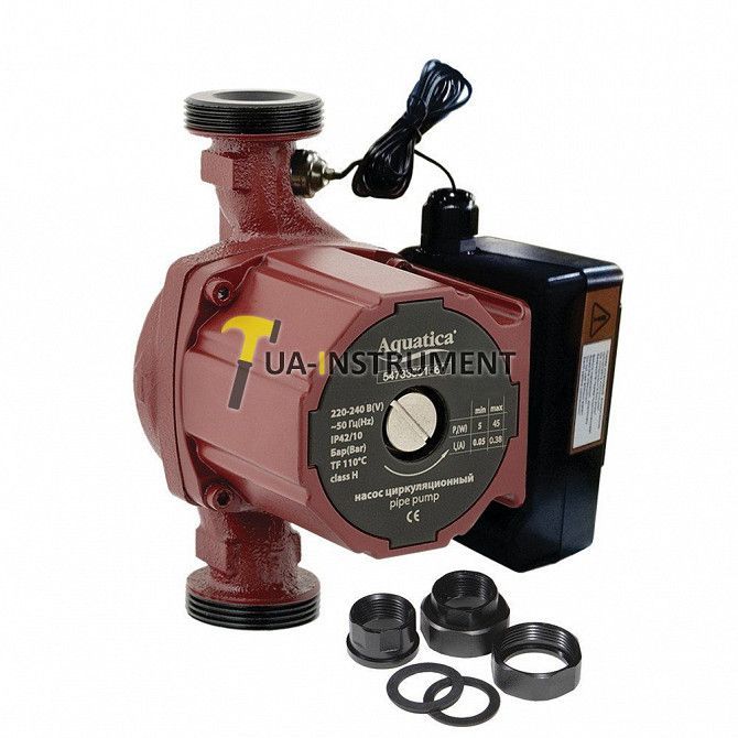 Насос циркуляц терморег 100Вт Hmax 6м Qmax 75л/мин Ø1½" 180мм + гайки Ø1" aquatica 774032 Кременчуг - изображение 1