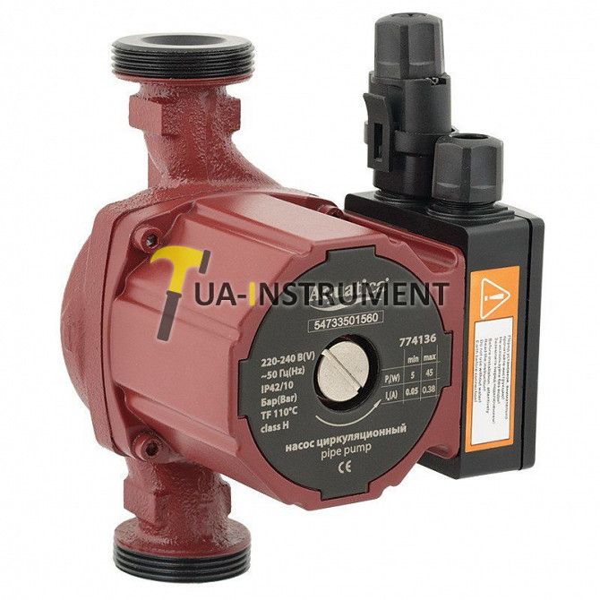 Насос циркуляц энергосберег 5-45Вт Hmax 6м Qmax 50л/мин Ø1½" 180мм + гайки Ø1" aquatica 774136 Кременчуг - изображение 1