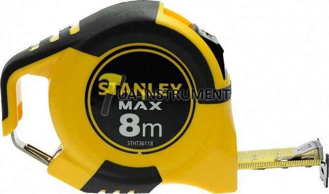 Рулетка 8мх25мм STANLEY "MAX" двусторонняя разметка ленты в обрезиненом корпусе магнитная Кременчуг - изображение 1