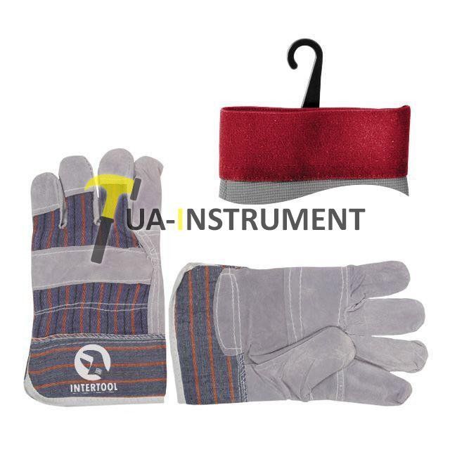Перчатка комбинированная из замша и ткани 10.5" (ящик 120пар) Intertool SP-0014W Кременчуг - изображение 1