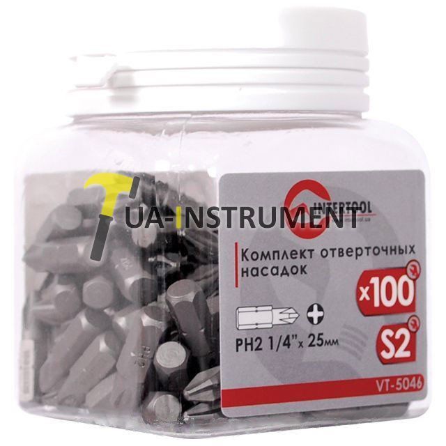 Комплект отверточных насадок PH2 1/4"*25мм уп. 100шт. Intertool VT-5046 Кременчуг - изображение 1