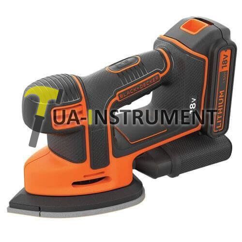 Шлифмашина вибрационная аккумуляторная BLACK+DECKER,18В/1,5Ач Li-Ion,12000 ход/мин,аккум.,ЗУ,аксес., Кременчуг - изображение 1