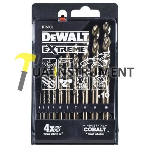 Набор сверл по металлу DeWALT "COBALT" EXTREME, d=1-10 мм,10 шт.,кейс, шт Кременчуг - изображение 1