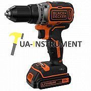 Дрель-шуруповёрт 18В, Li-lon 1.5 Ач, 52 Нм, LED подсветка, 2 акк., ЗУ, кейс BLACK+DECKER BL186KB Кременчуг