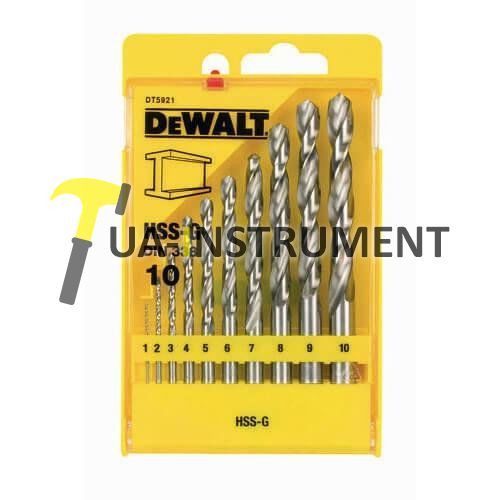 Набор сверл по металлу HSS-G DeWALT, 10шт: d=1;2;3;4;5;6;7;8;9;10мм., шт Кременчуг - изображение 1