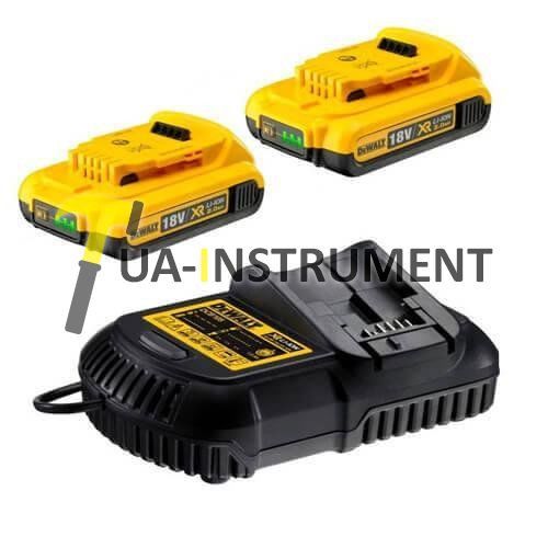 Зарядное устройство DeWALT, XR Li-Ion,10,8В,14,4 В,18,0 В,ток 4 A, вес 0,5 кг,2 аккумулятора, шт Кременчуг - изображение 1