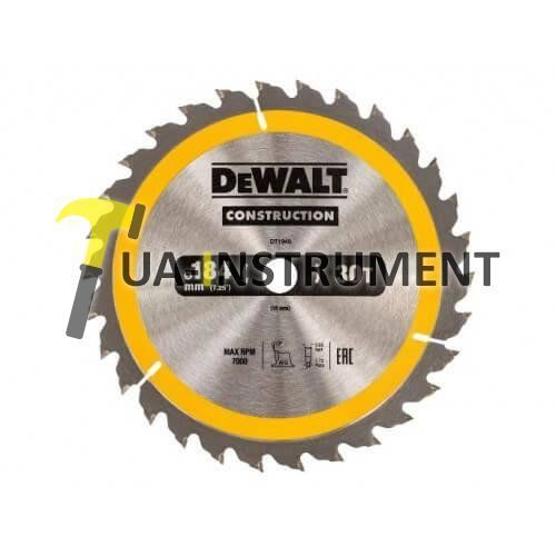 Диск пильный DeWALT, 184х16мм, 30z (WZ/ATB), +10 град., шт Кременчуг - изображение 1