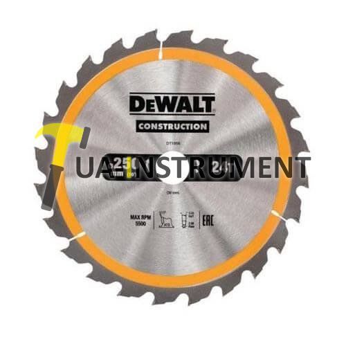 Диск пильный DeWALT, 250х30мм, 24z (WZ/ATB), +10 град., шт Кременчуг - изображение 1