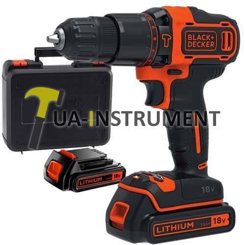 Дрель-шуруповерт ударная 18В/1.5Ач/Li-Ion, 360/1400 об/мин., 2 акк., ЗУ BLACK+DECKER BDCHD18KB Кременчуг - изображение 1