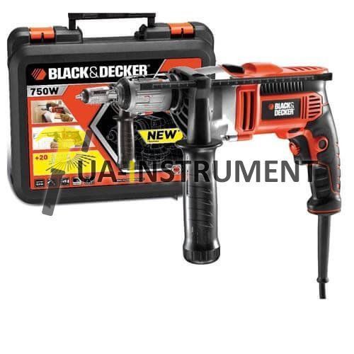 Дрель ударная 750 Вт, 0-3100 об/мин, 13 мм быстрозажимной патрон, кейс BLACK+DECKER KR705K Кременчуг - изображение 1