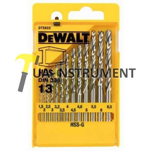 Набор сверл по металлу HSS-G DeWALT,13шт: d=1.5, 2, 2.5, 3, 3.2, 3.5, 4, 4.5, 5, 4.8, 5.5, 6, 6.5 мм Кременчуг - изображение 1