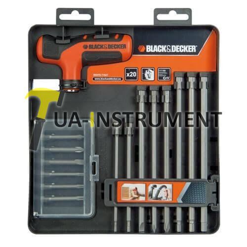 Набор вставок из 20-ти предметов BLACK+DECKER, с Т-образной рукояткой с храповым механизмом,20 предм Кременчуг - изображение 1