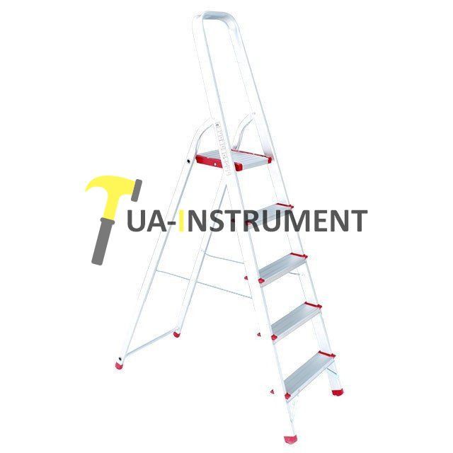 Стремянка алюминиевая 5 ступеней, высота до платформы 1065мм Intertool LT-1005 Кременчуг - изображение 1