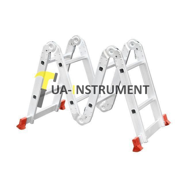 Лестница алюминиевая мультифункциональная трансформер 4*2 ступ. 2.50м Intertool LT-0028 Кременчуг - изображение 1