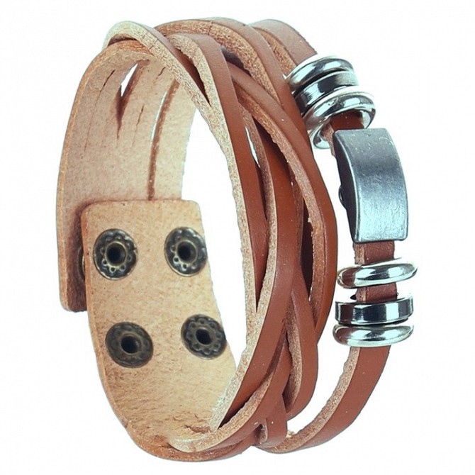 Наручный браслет из натуральной кожи Casco коричневый Киев - изображение 1