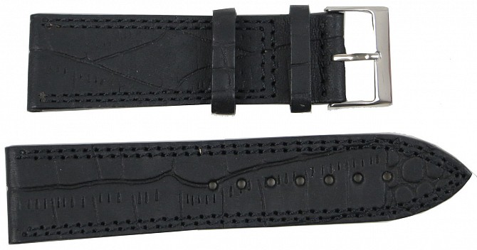 Кожаный ремешок для мужских часов Mykhail Ikhtyar Ш24 мм черный Киев - изображение 1