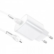 Мережевий зарядний пристрій Hoco N22 Jetta PD25W (EU) + cable Type-C to Lightning White (Код товару: Харьков