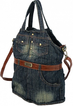 Джинсовая женская сумка в форме сарафана Fashion jeans bag синяя Киев - изображение 1