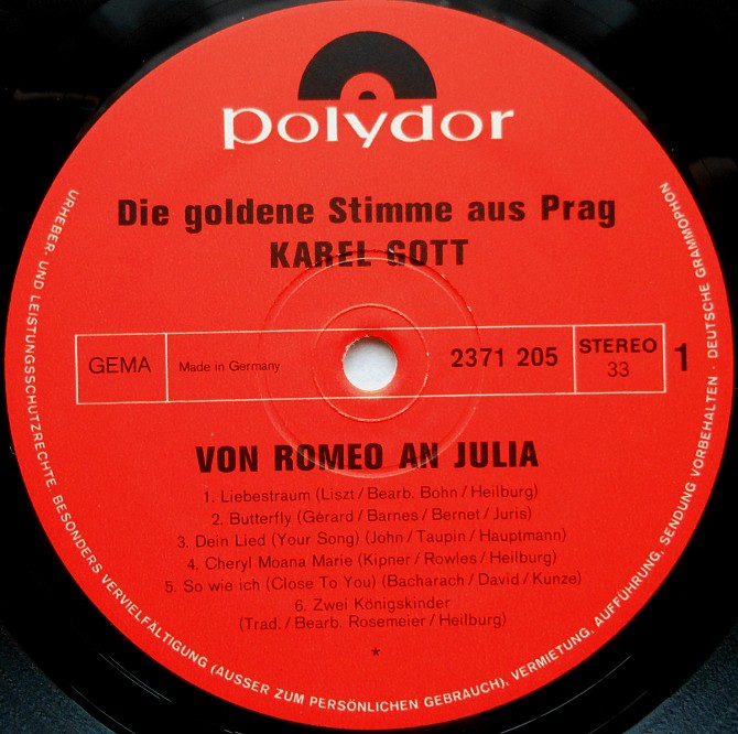 Виниловая пластинка Karel Gott - Ромео и Джульетта Винница - изображение 1