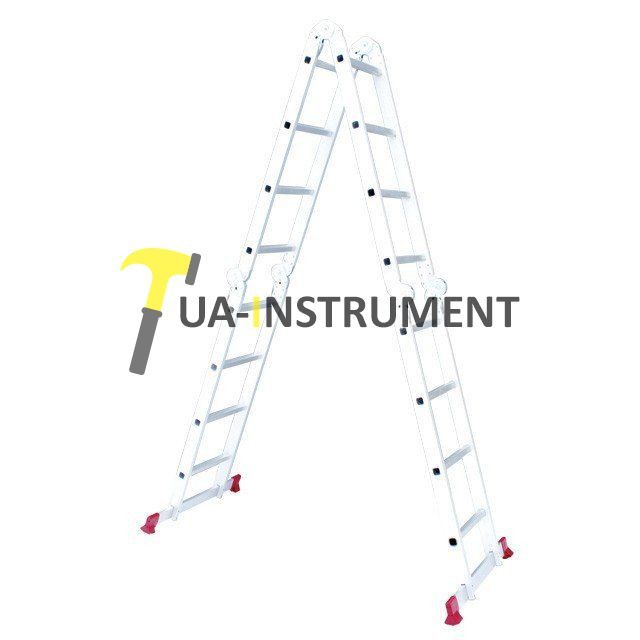 Лестница алюминиевая мультифункциональная трансформер 4*4ступ. 4.75м Intertool LT-0029 Кременчуг - изображение 1