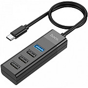 USB HUB Hoco HB25 Easy mix 4in1 (Type-C to USB3.0+3 USB2.0) Black (Код товару:34368) Харьков