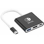 Адаптер Switch Dock для Nintendo Switch 3 in 1 Type-C to HDMI/USB3.0/Type-C Black/White (Код товару: Харьков